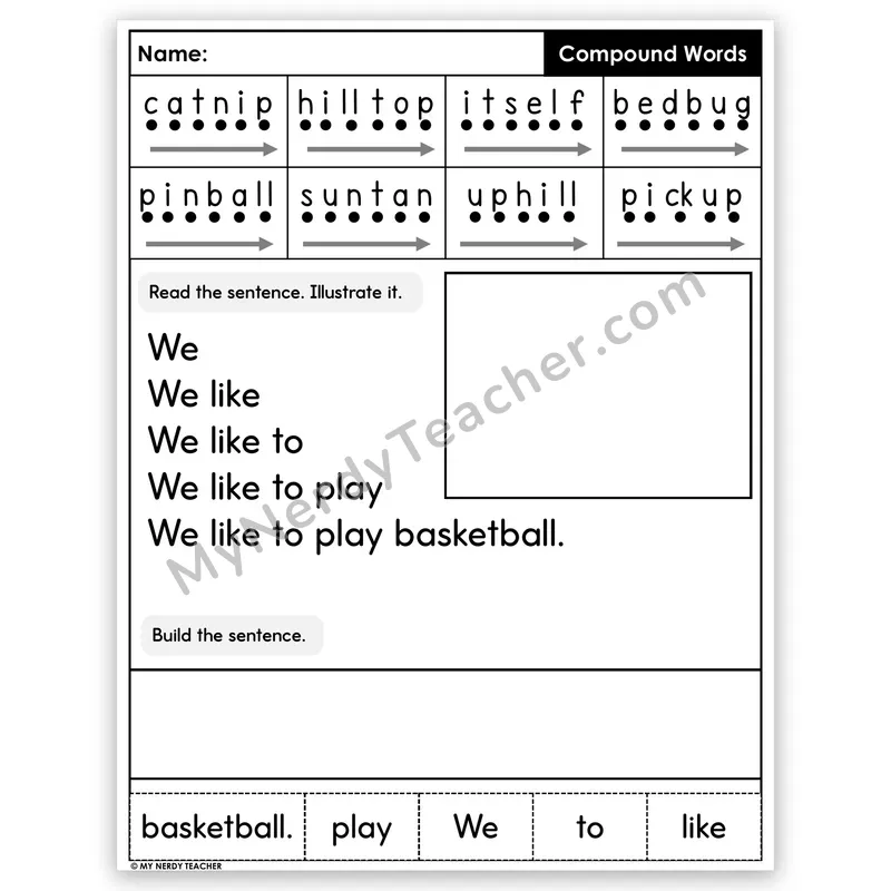 Compound Words Sentence Pyramid — Decodable Fluency Worksheet (Set 1)