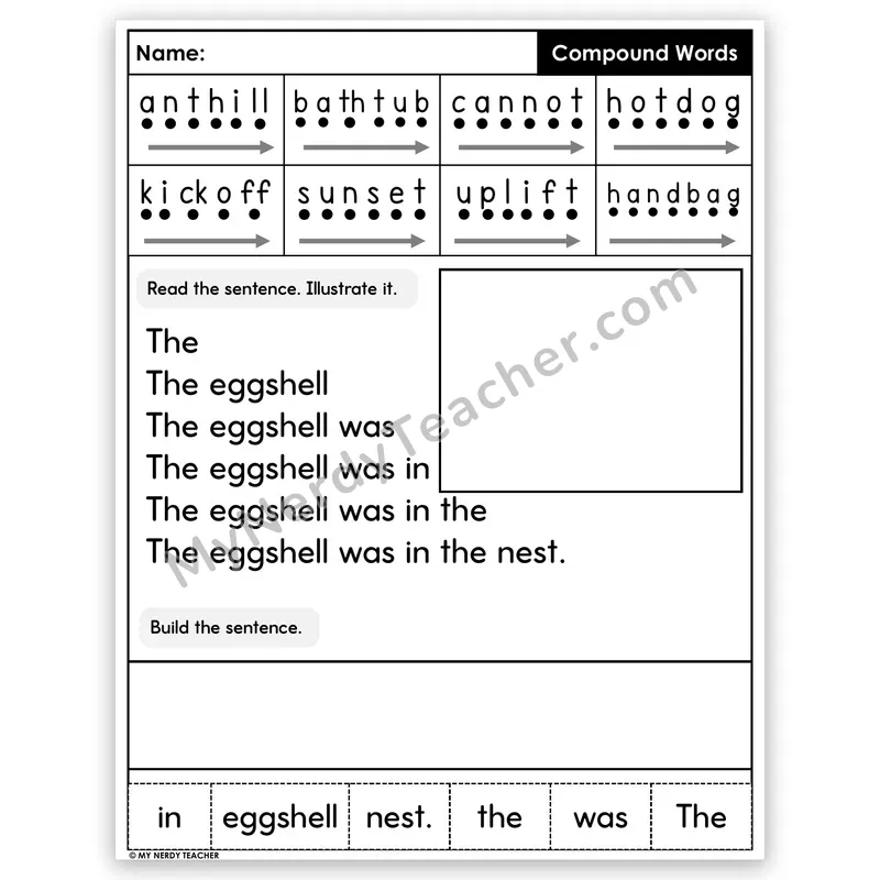 Compound Words Sentence Pyramid — Decodable Fluency Worksheet (Set 2)