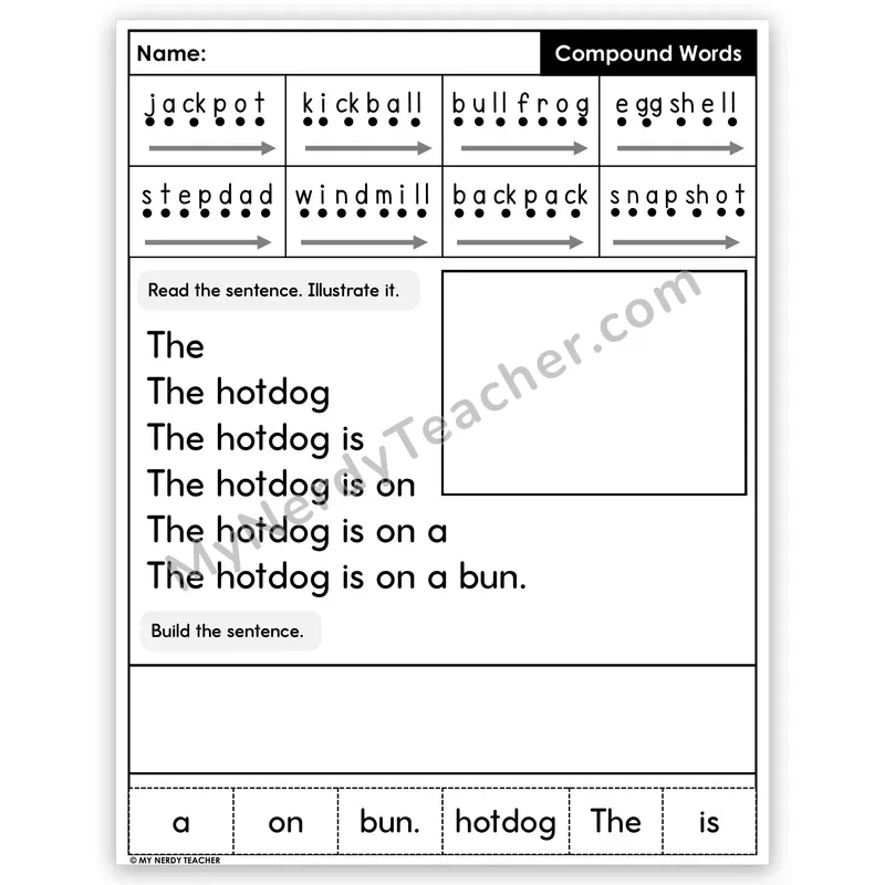 Compound Words Sentence Pyramid — Decodable Fluency Worksheet (Set 4)