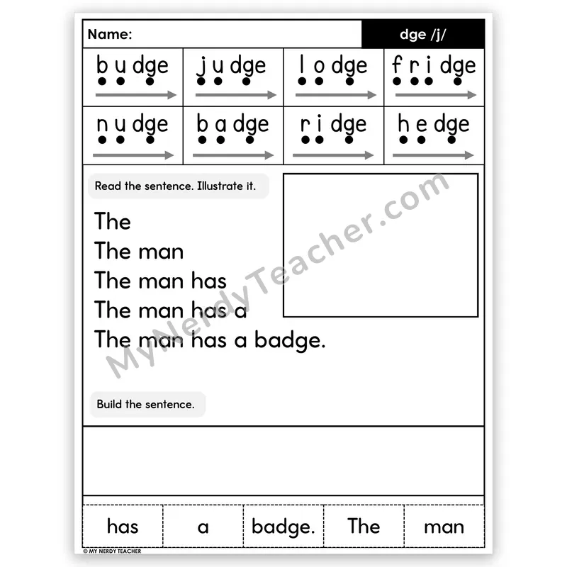 DGE Trigraph Sentence Pyramid — Decodable Fluency Worksheet (Set 5)