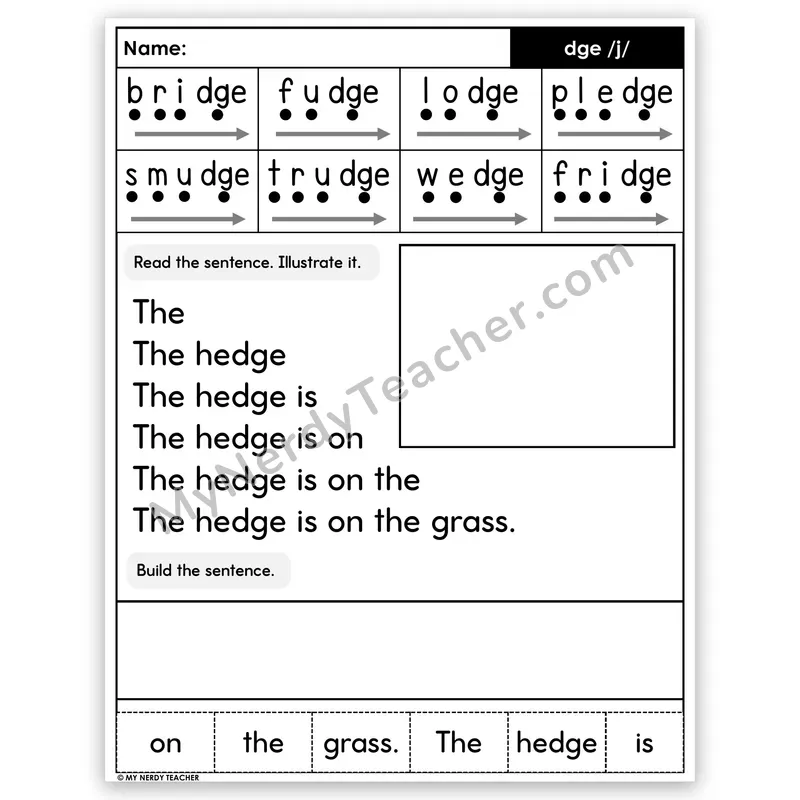 DGE Trigraph Sentence Pyramid — Decodable Fluency Worksheet (Set 2)