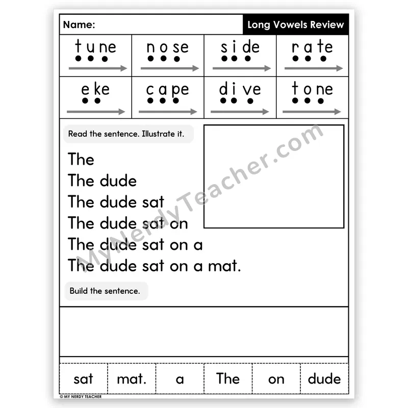 Long Vowels (Silent E) Review Sentence Pyramid — Decodable Fluency Worksheet (Set 4)