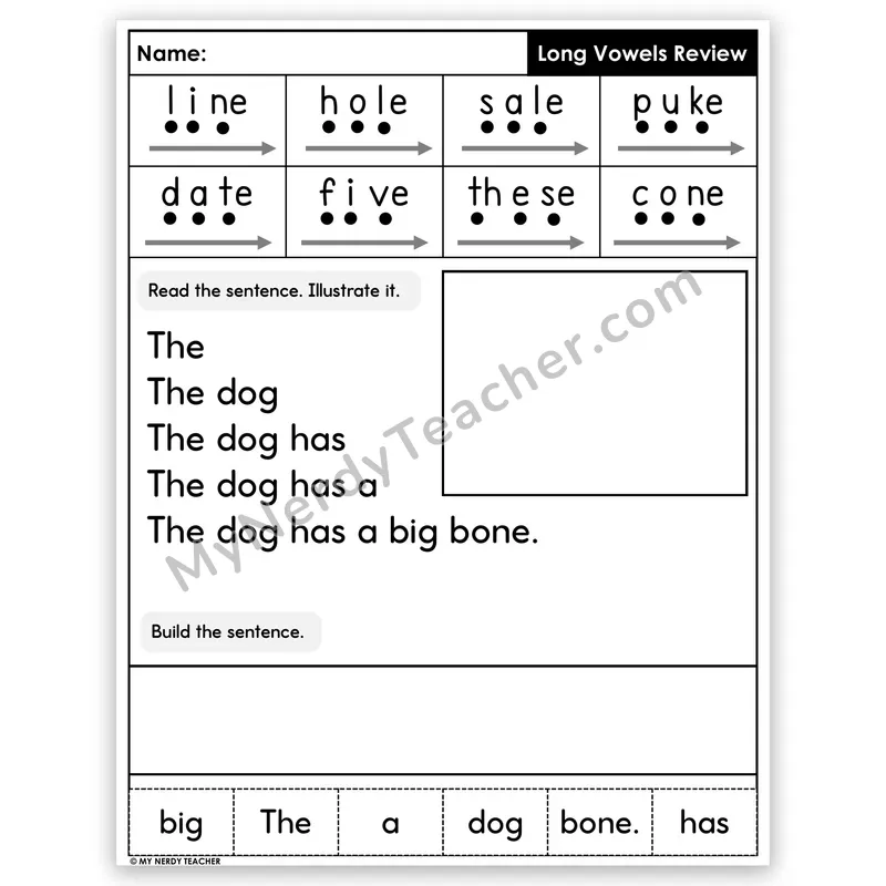 Long Vowels (Silent E) Review Sentence Pyramid — Decodable Fluency Worksheet (Set 3)