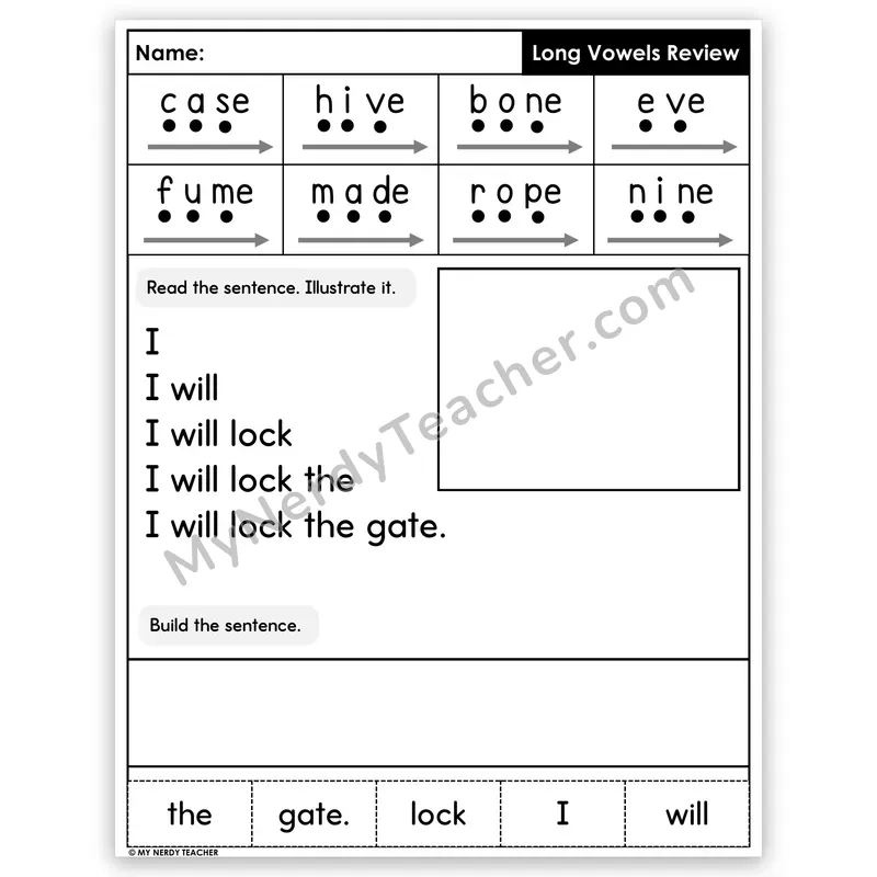 Long Vowels (Silent E) Review Sentence Pyramid — Decodable Fluency Worksheet (Set 1)