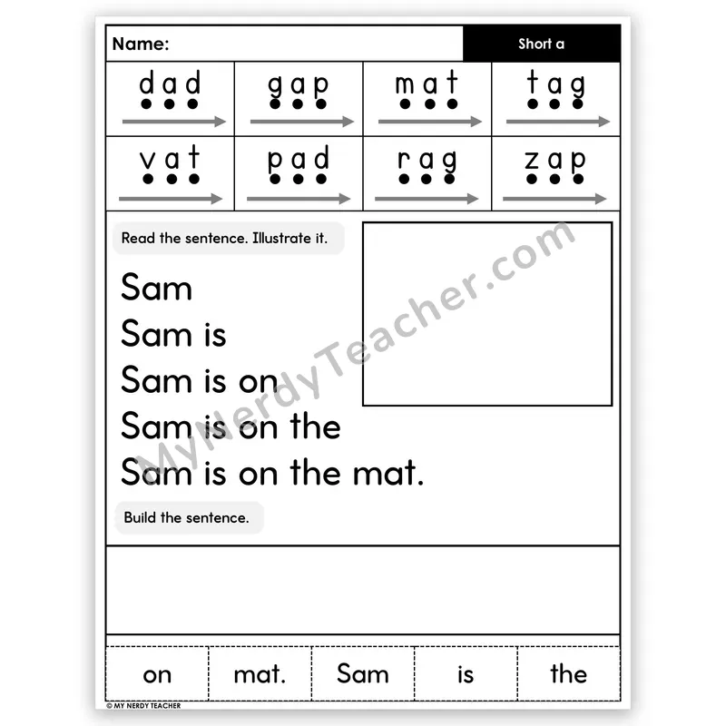Short A CVC Sentence Pyramid — Decodable Fluency Worksheet (Set 3)