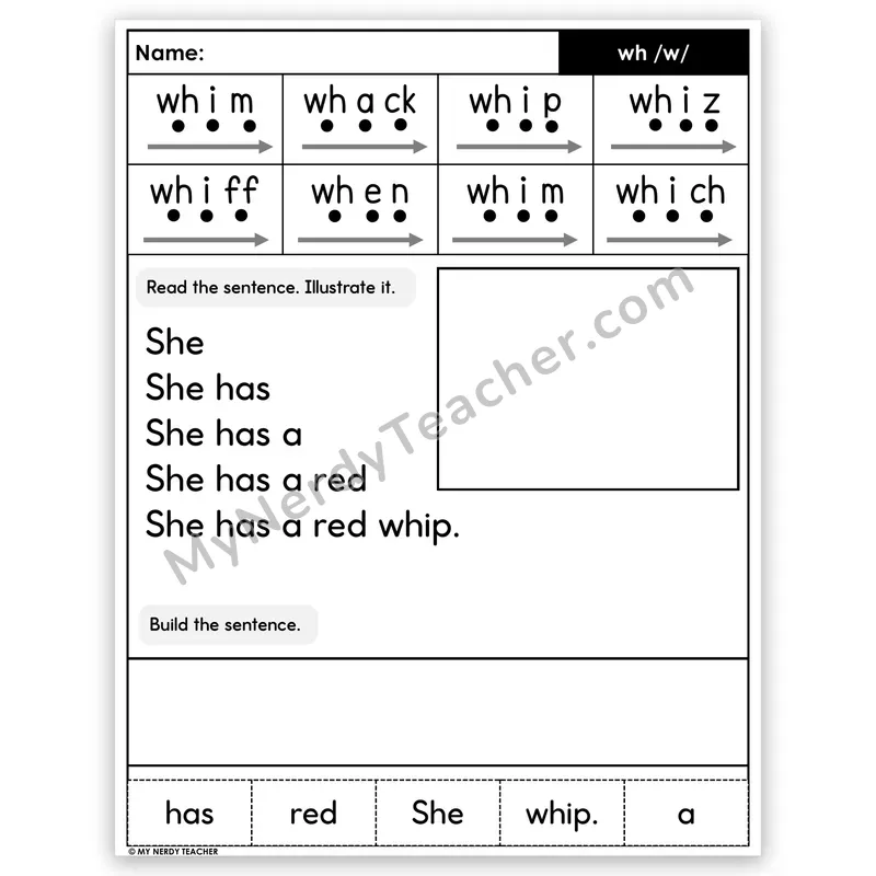 WH Digraph Sentence Pyramid — Decodable Fluency Worksheet (Set 3)