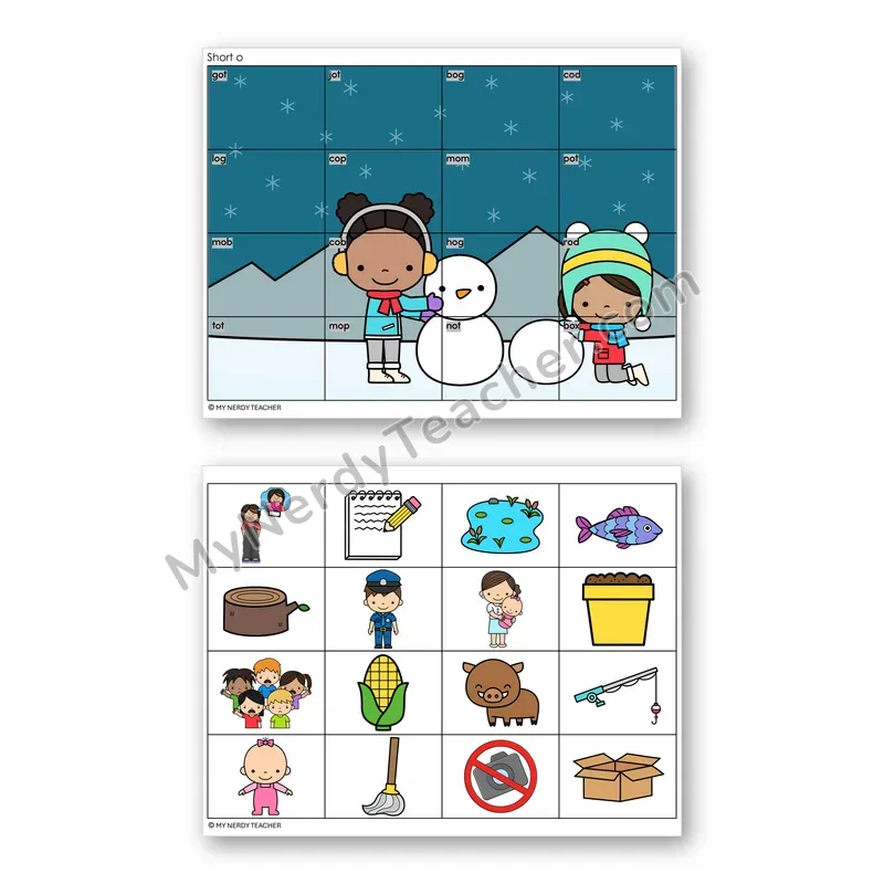 Short O CVC Mystery Picture Puzzle — Color