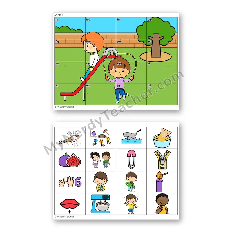 Short I CVC Mystery Picture Puzzle — Color