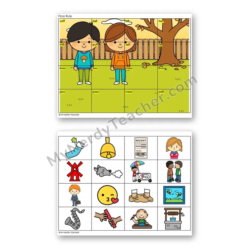 FLOSS Rule (ff, ll, ss, zz) Mystery Picture Puzzle — Color