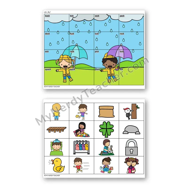 Consonant Digraph CK Mystery Picture Puzzle — Color