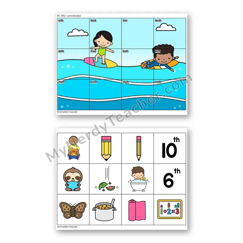 Unvoiced Digraph TH Mystery Picture Puzzle — Color