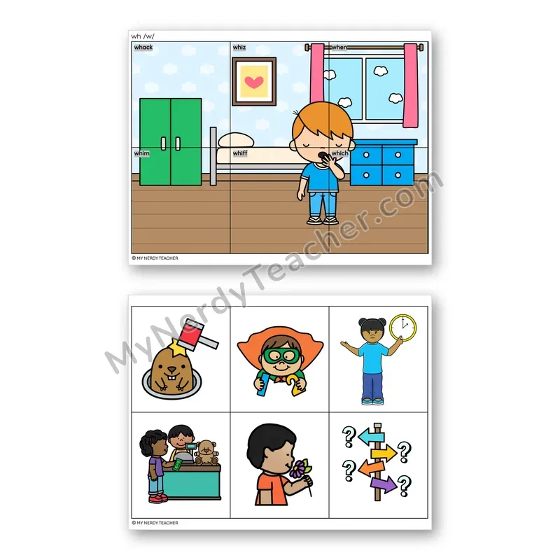 Consonant Digraph WH Mystery Picture Puzzle — Color