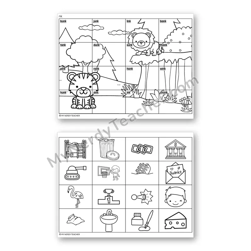 Consonant Digraph NK Mystery Picture Puzzle — Black & White