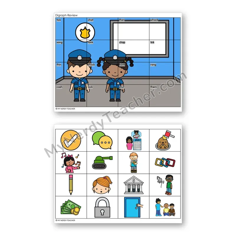 Consonant Digraphs Review Mystery Picture Puzzle — Color