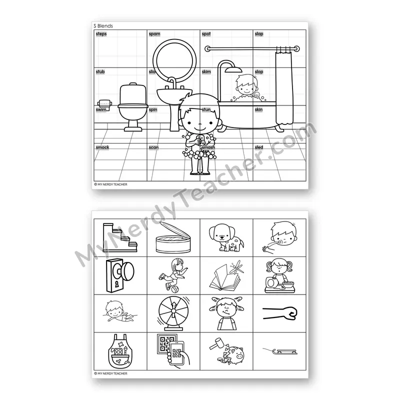 S-Blends Mystery Picture Puzzle — Black & White