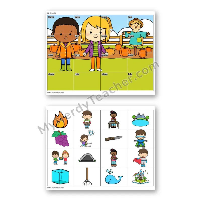 Long A Silent E (a_e) Mystery Picture Puzzle — Color