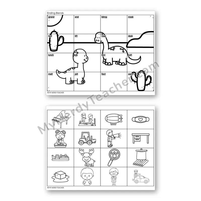 Ending Blends Mystery Picture Puzzle — Black & White
