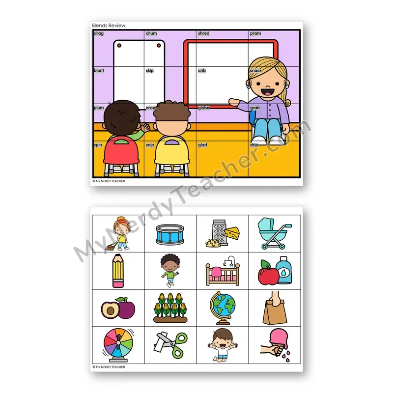 Consonant Blends Review Mystery Picture Puzzle — Color