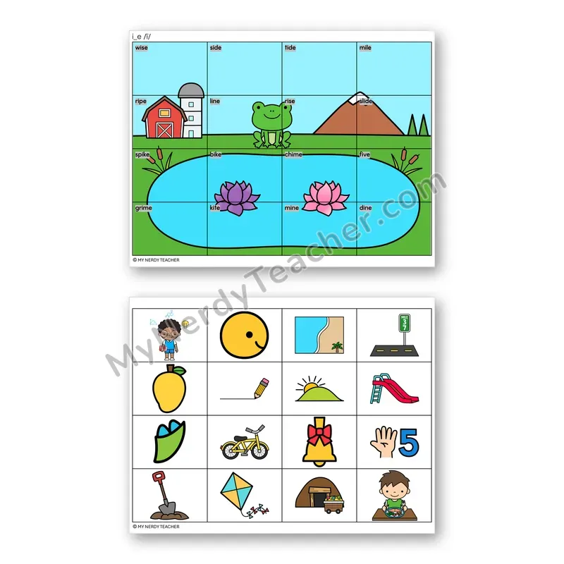Long I Silent E (i_e) Mystery Picture Puzzle — Color
