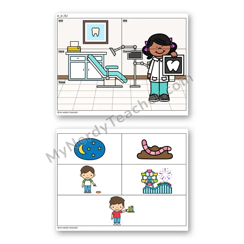Long E Silent E (e_e) Mystery Picture Puzzle — Color