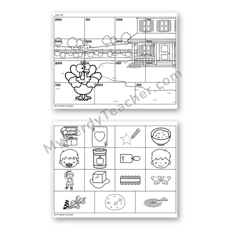 Soft C (_ce) Mystery Picture Puzzle — Black & White