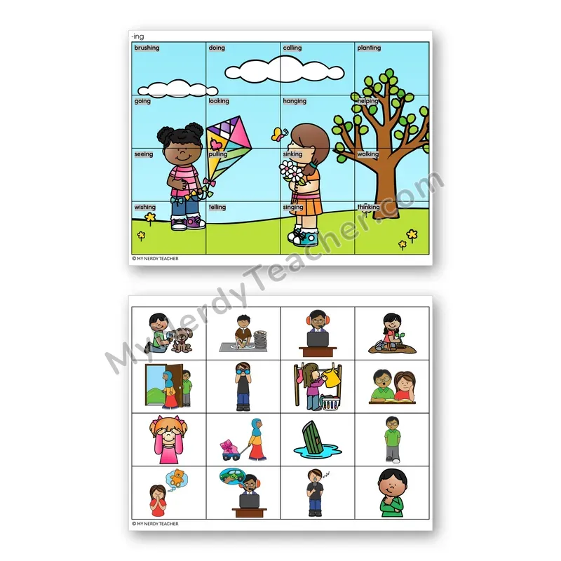 Suffix -ing Mystery Picture Puzzle — Color