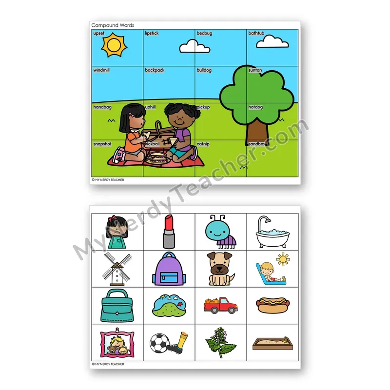Compound Words Mystery Picture Puzzle — Color