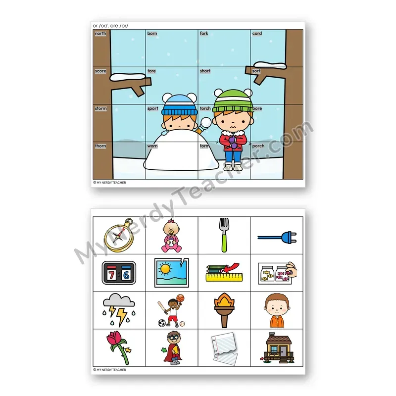 R-Controlled Vowels OR, ORE Mystery Picture Puzzle — Color