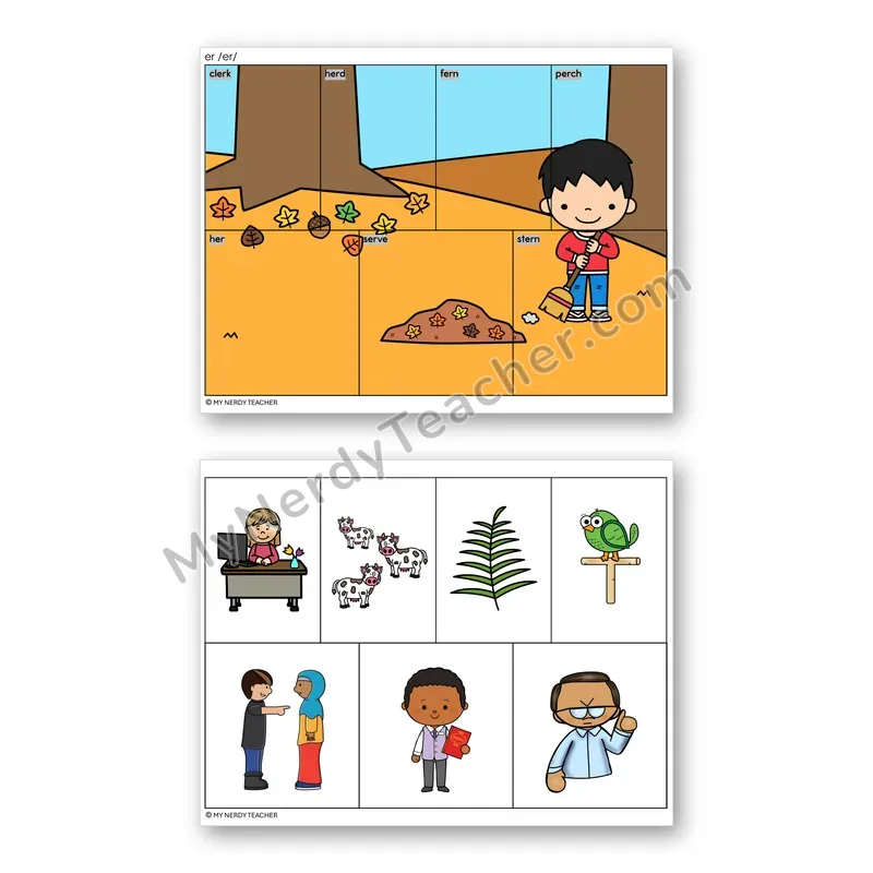 R-Controlled Vowel ER Mystery Picture Puzzle — Color