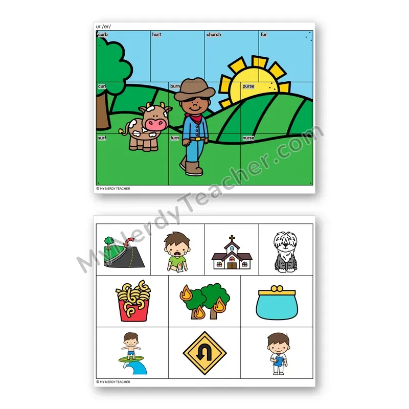 R-Controlled Vowel UR Mystery Picture Puzzle — Color