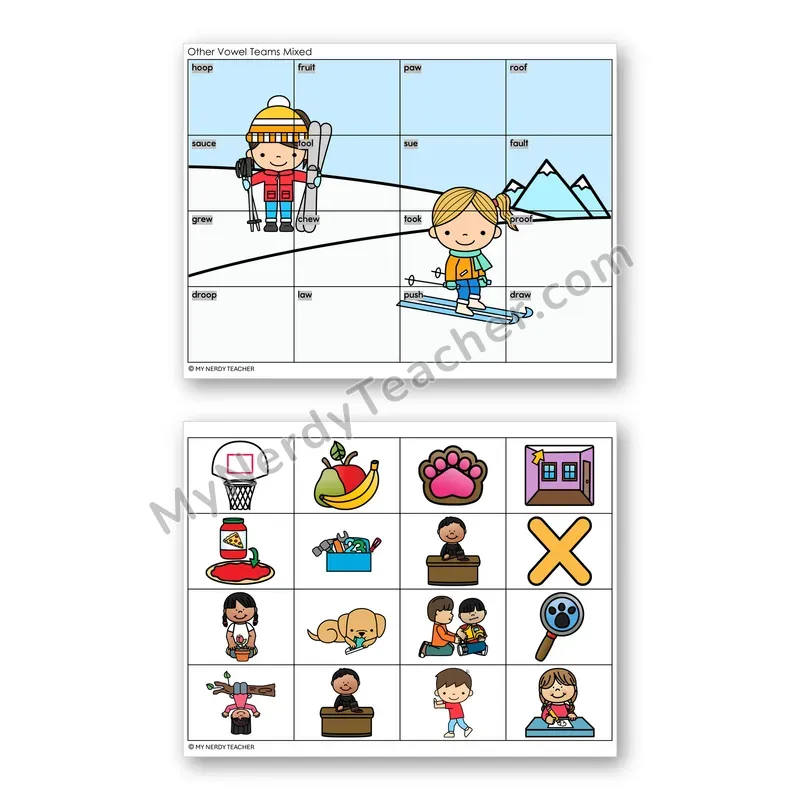 Other Vowel Teams Review Mystery Picture Puzzle — Color