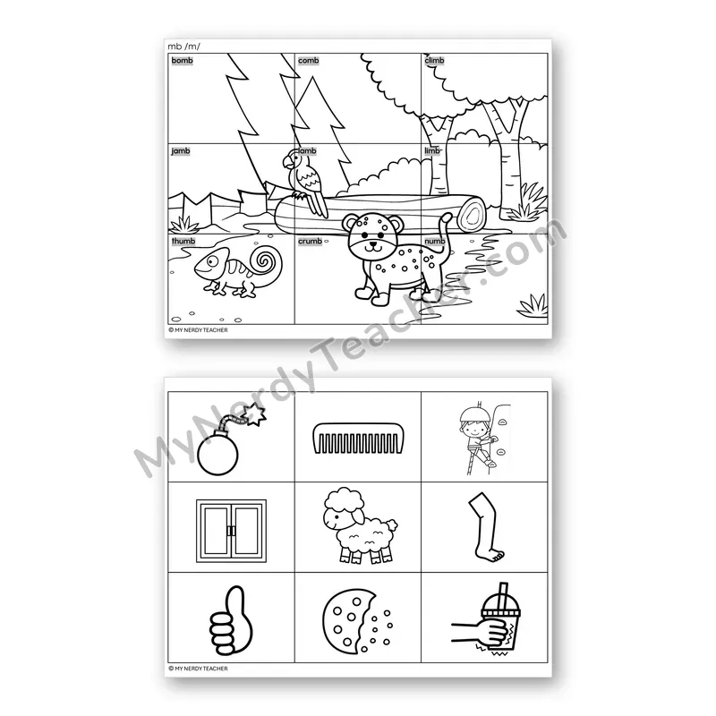 Silent Letters MB Mystery Picture Puzzle — Black & White