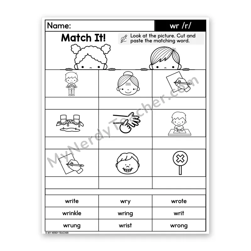 Silent Letter wr Cut and Paste Worksheet