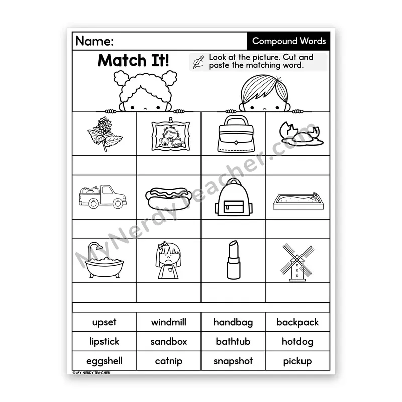 Compound Words Cut and Paste Worksheet
