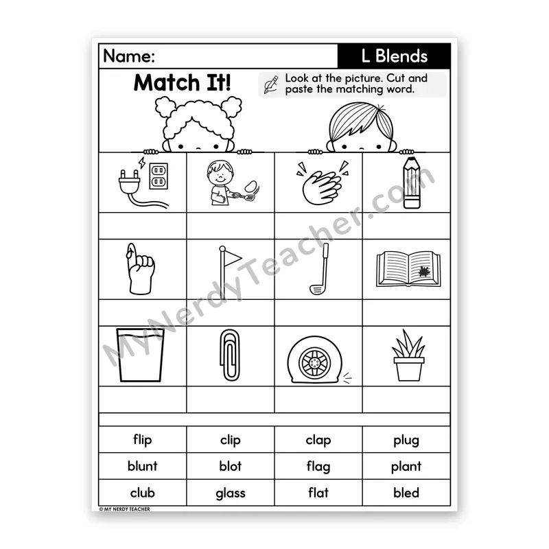 L-Blends Cut and Paste Worksheet