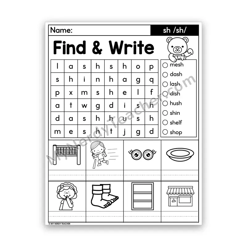 SH Digraph Word Search — /sh/