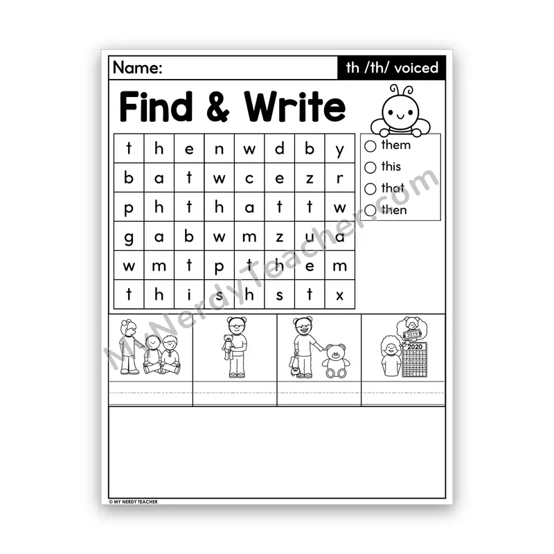 Voiced TH Digraph Word Search — /th/