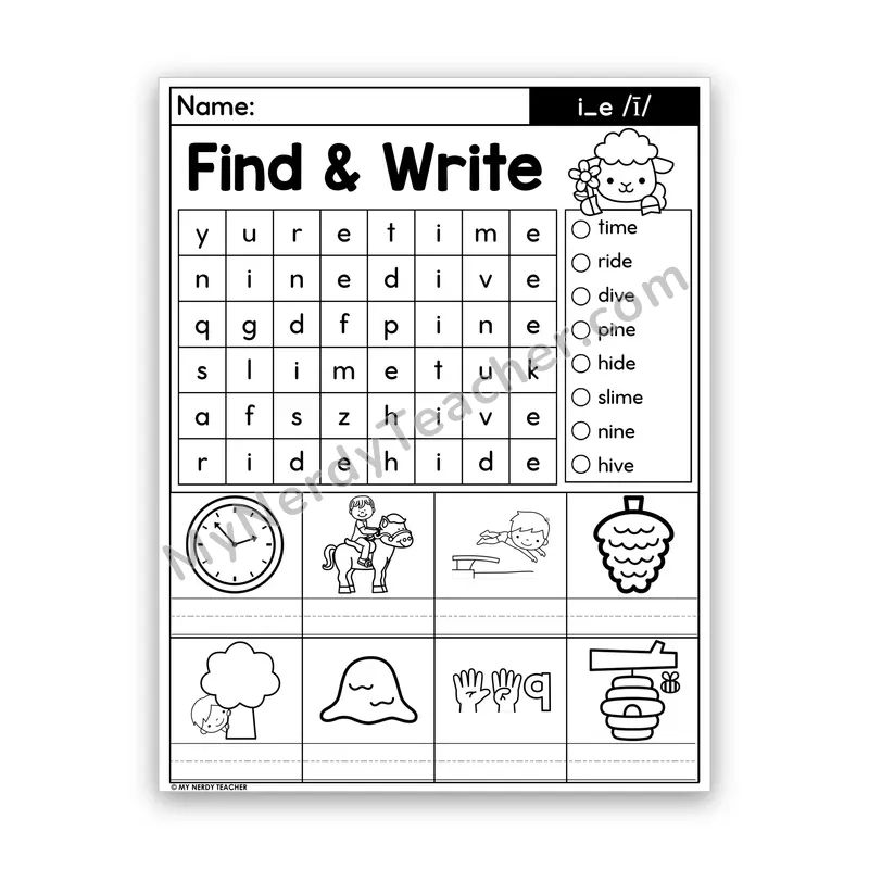 Long I Silent E Word Search — i_e (Magic E)