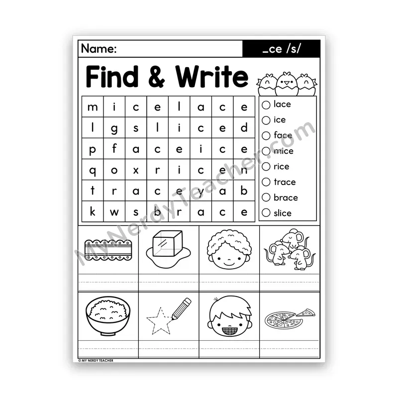 Soft C Word Search — _ce /s/