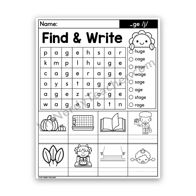 Soft G Word Search — _ge /j/