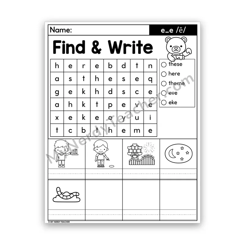 Long E Silent E Word Search — e_e (Magic E)