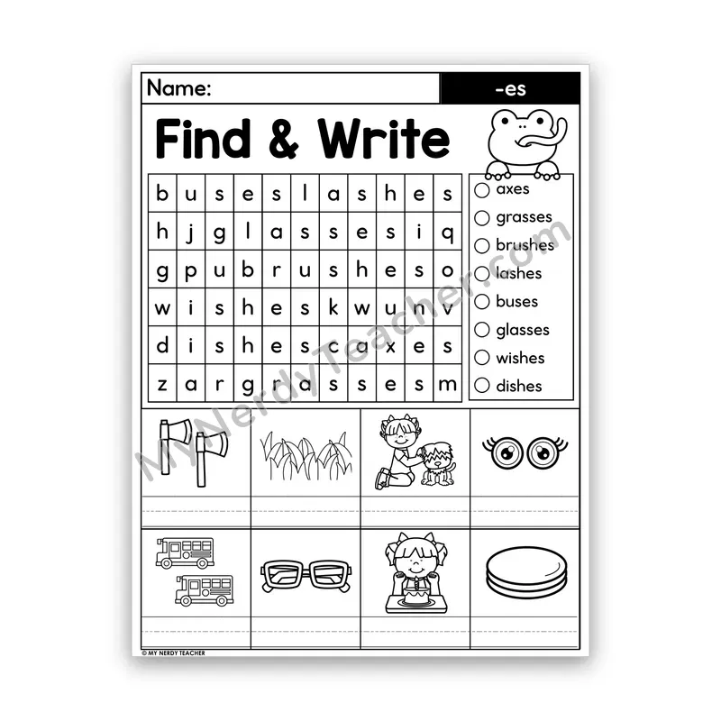 Suffix -es Word Search — Plural Endings