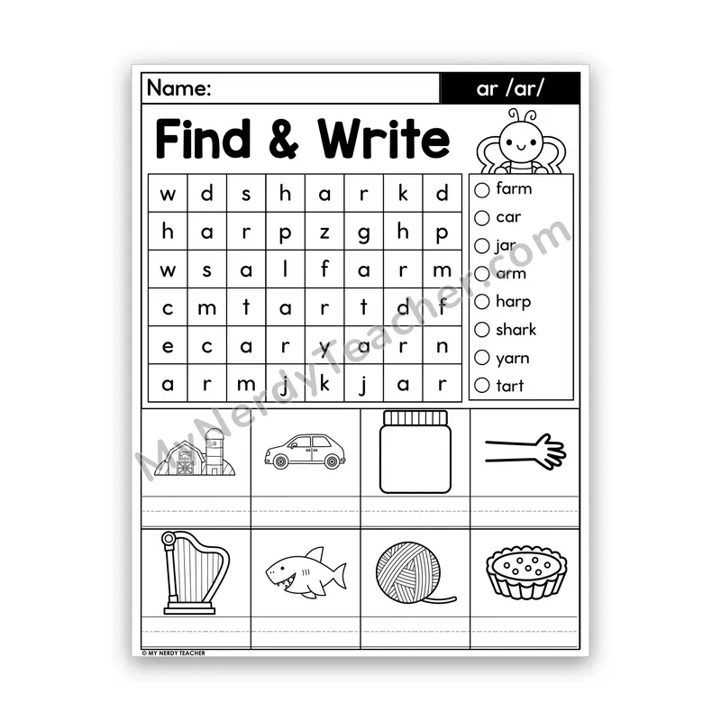 R-Controlled AR Word Search — Bossy R