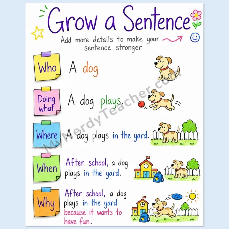 FREE Grow a Sentence Anchor Chart