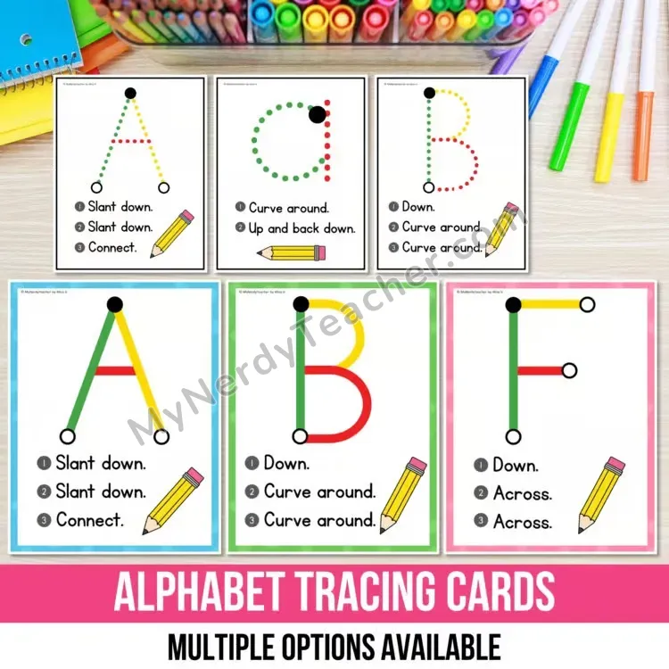 Alphabet Tracing Flash Cards - Letter Formation & Beginning Sounds