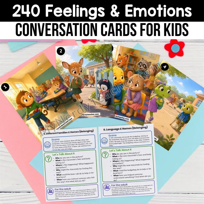 Feelings and Emotions Conversation Cards - 240 SEL Task Cards