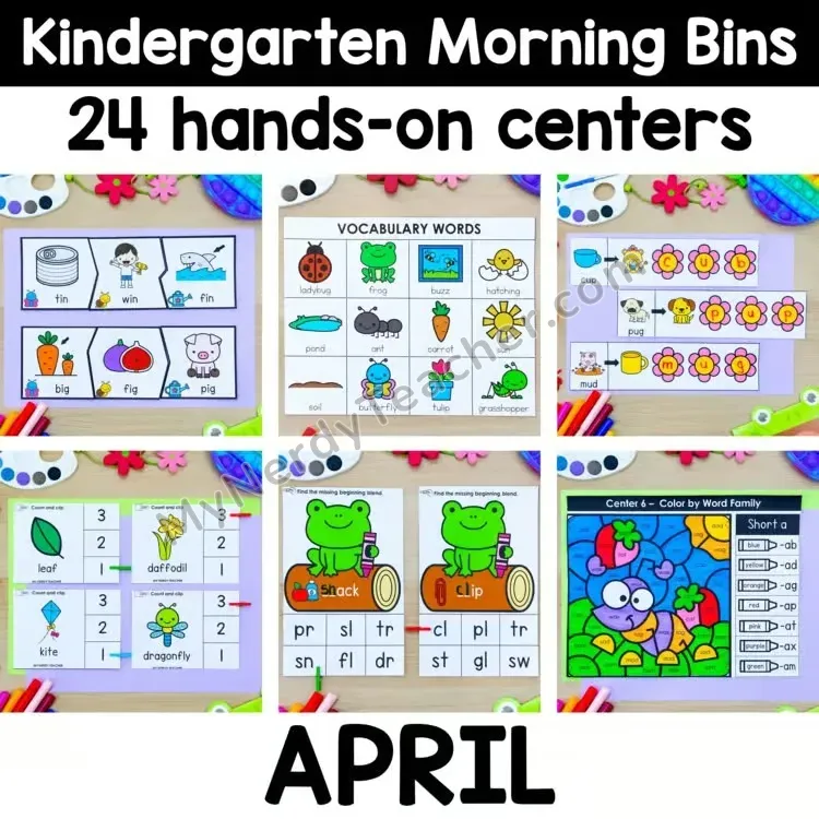 April Kindergarten Morning Bins - Spring Garden and Bugs
