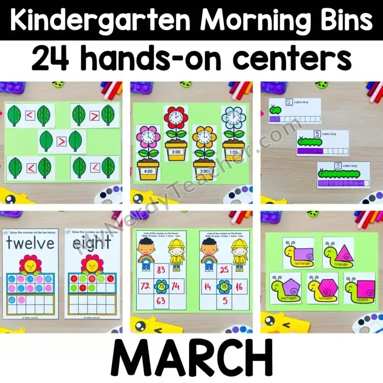 March Kindergarten Morning Bins - Spring and Weather
