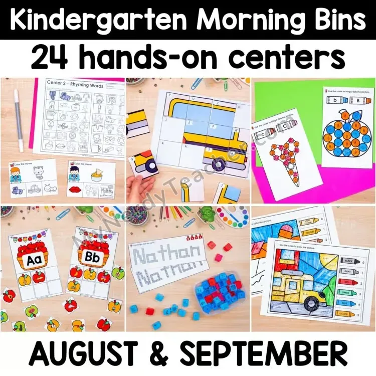 Back to School Kindergarten Morning Bins - August and September