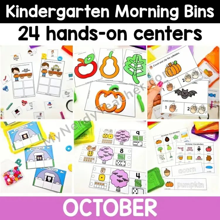 October Kindergarten Morning Bins - Halloween